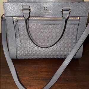 Kate Spade Charcoal Gray Romy Perri Lane Leather Perforated Satchel Crossbody